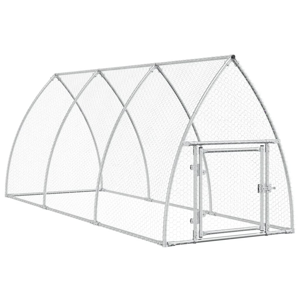 vidaXL Jaula para Gallinas Caseta de Pollos Gallinero Acero Galvanizado Plateado Dimensiones 100 x 105 x 120 cm, 300 x 105 x 120 cm, 600 x 105 x 120 cm