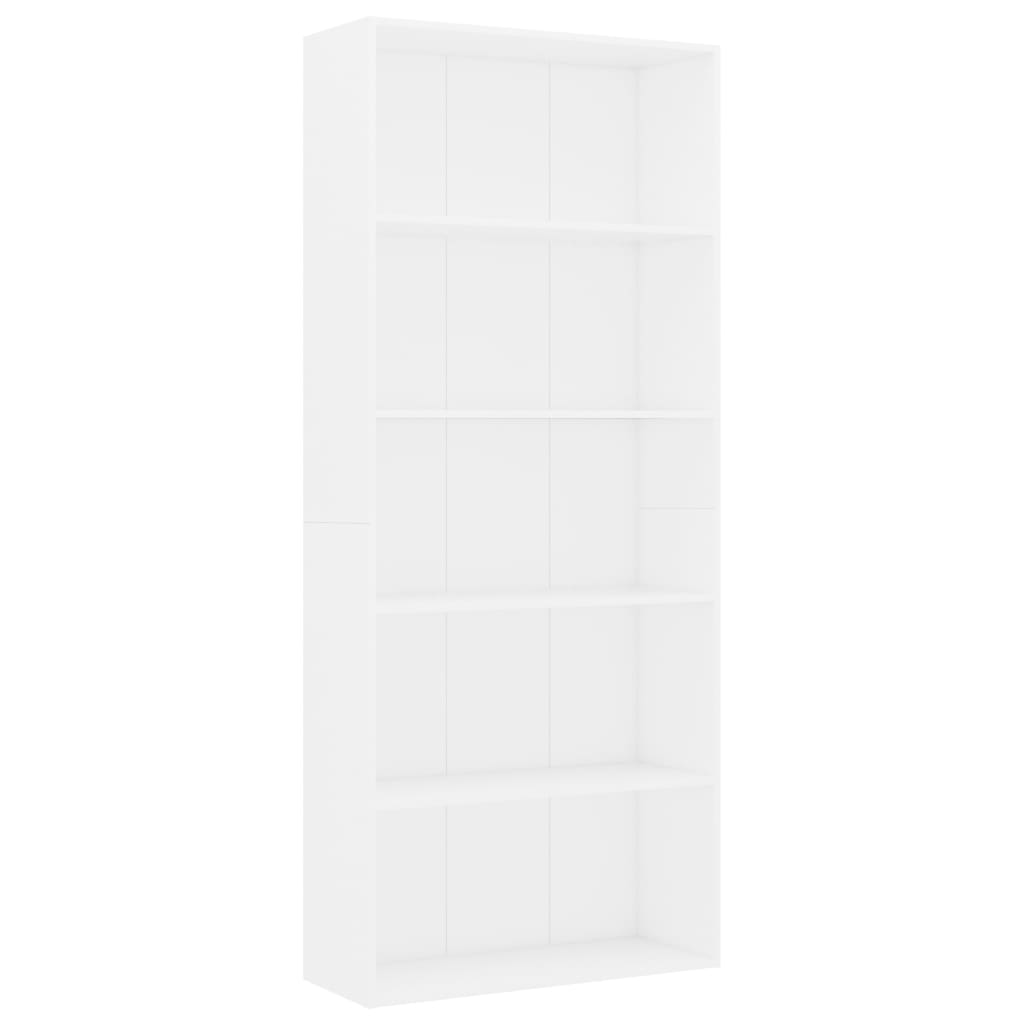 Vidaxl Estantería de 5 Niveles Contrachapada 80x30x189cm Blanco