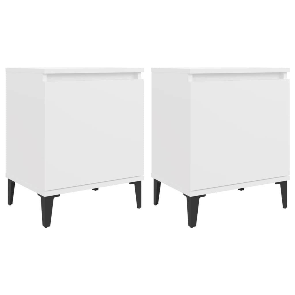 Vidaxl Mesitas de Noche Metal 40x30x50 Cm Blanco - Estabilidad y Espacio de Almacenamiento