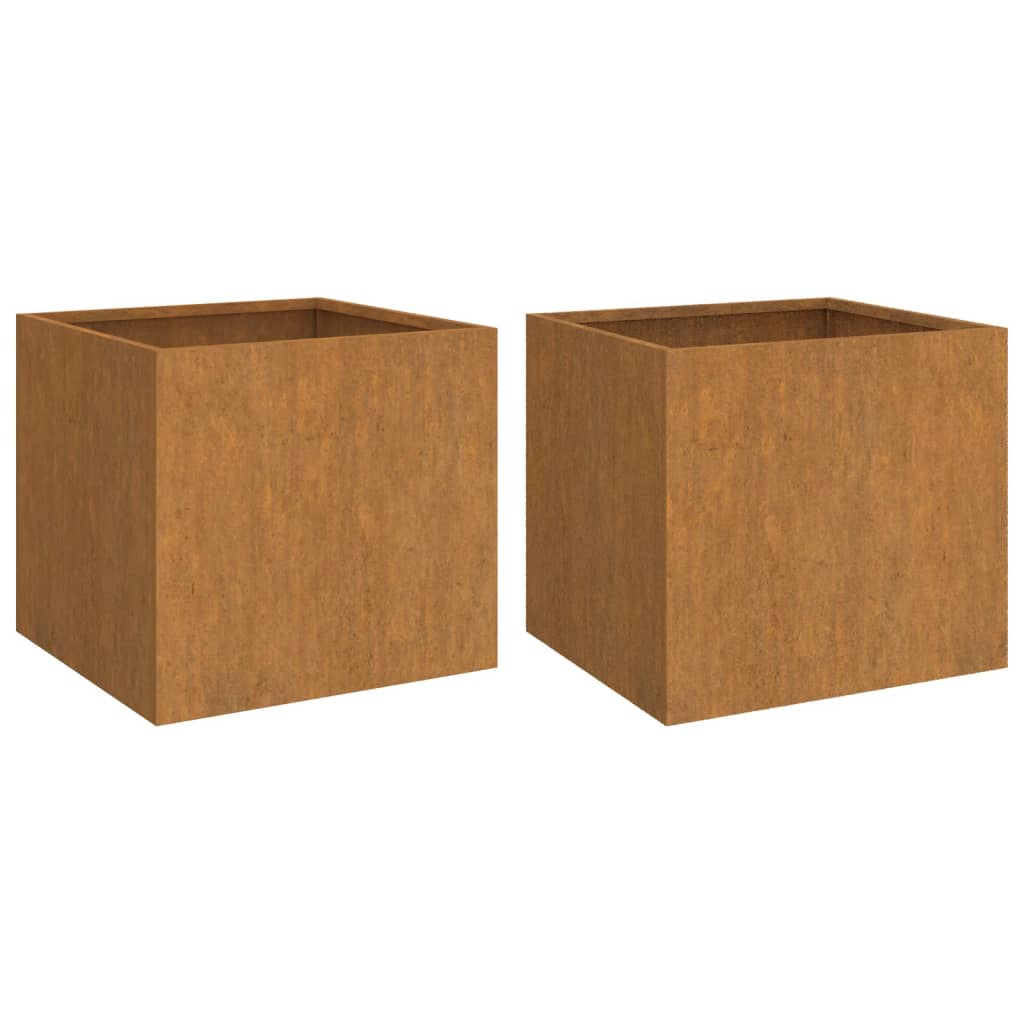 vidaXL Jardineras 2 uds acero laminado en frío 42x40x39 cm Color rusty,  Verde,  Plateado y mas