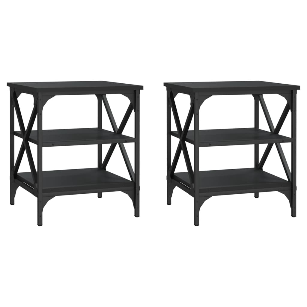 vidaXL Mesas auxiliares 2 uds madera contrachapada negro 40x42x50 cm