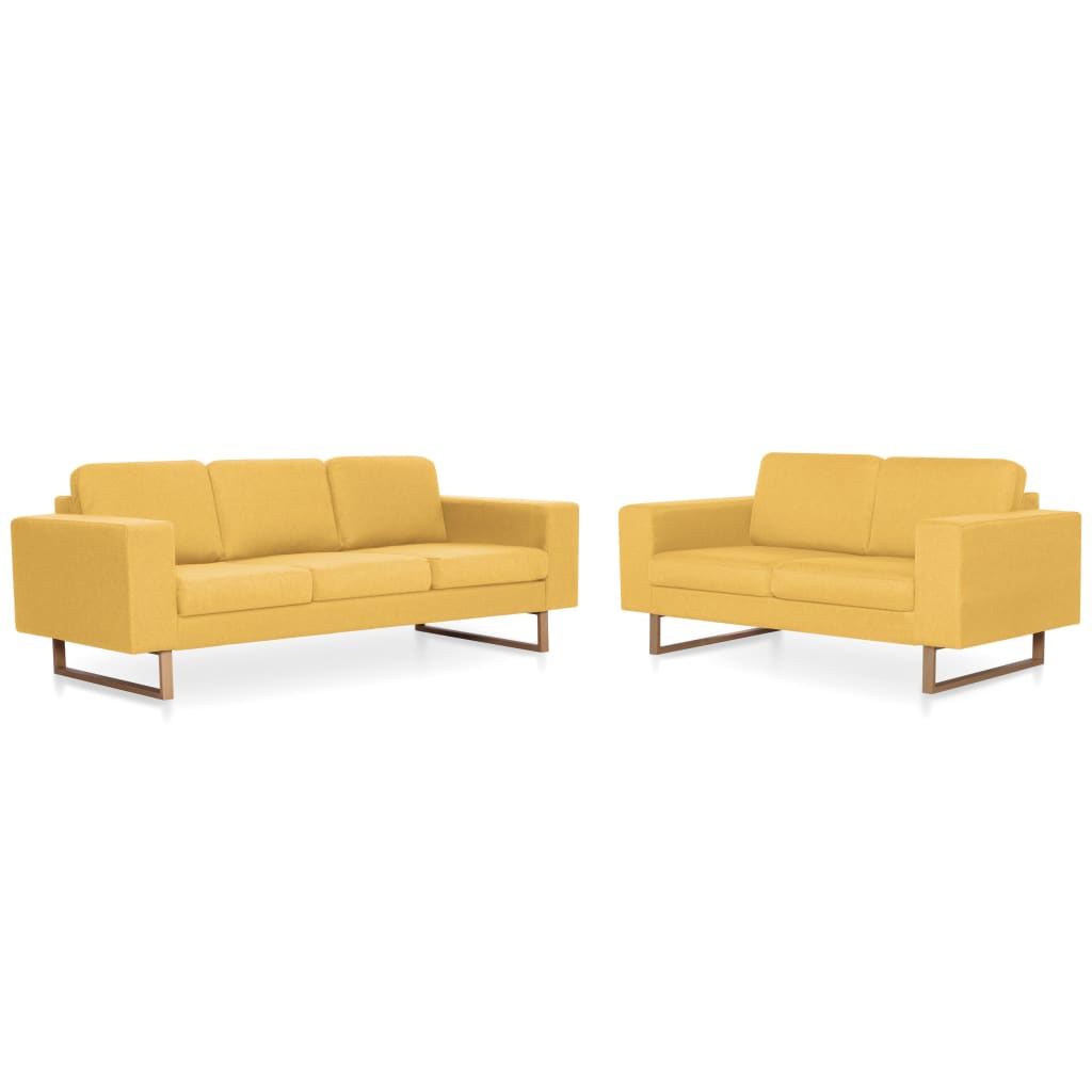 vidaXL Juego de sofás 2 piezas de tela amarillo