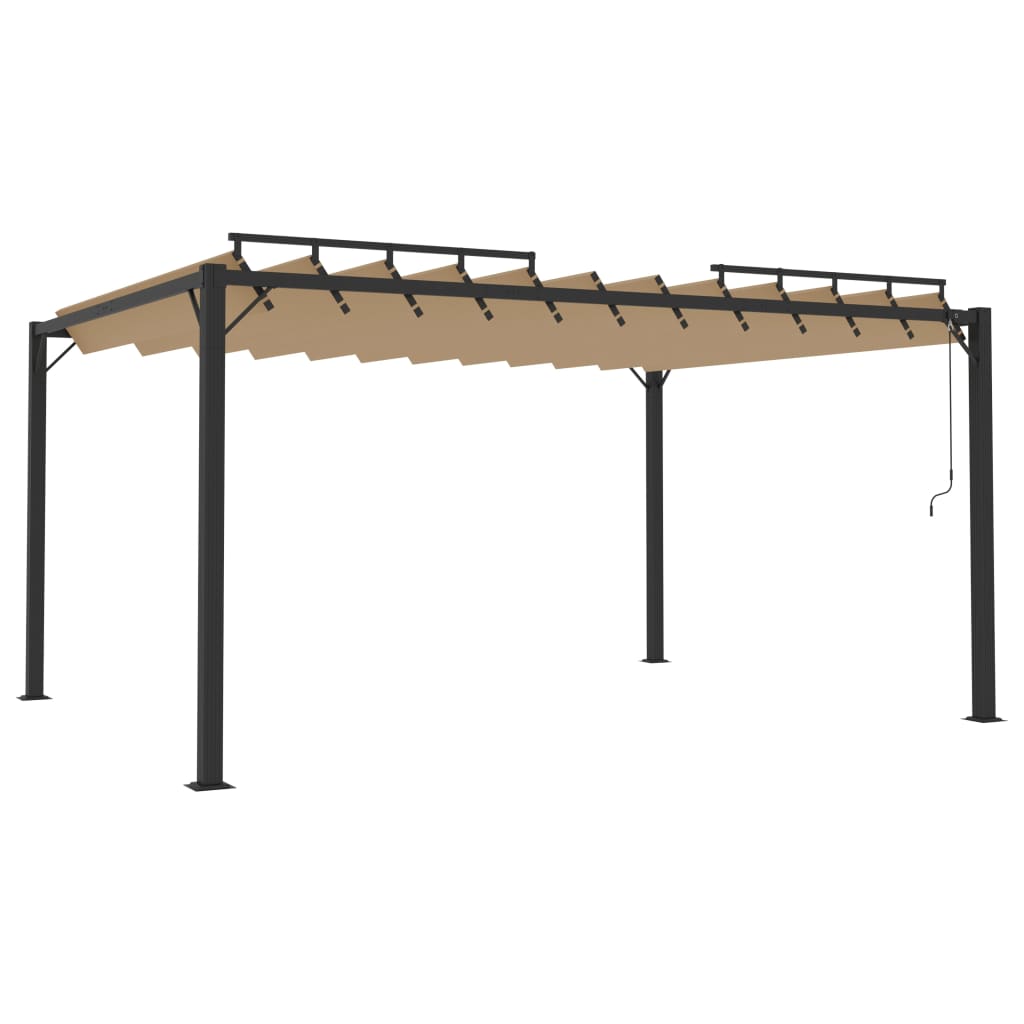 vidaXL Cenador con techo de lamas tela taupé y aluminio 3x4 m