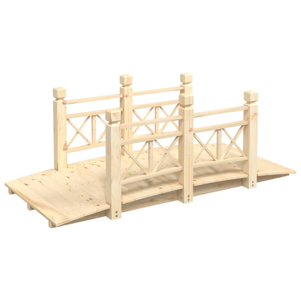 vidaXL Puente de jardín con barandillas madera de abeto 150x67x56cm Color Natural,  Marrón oscuro, y mas