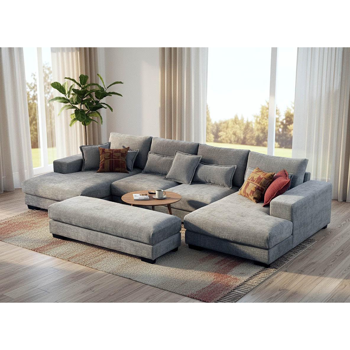 Mega Sofa Cama Chaise Longue Rinconera Kim 368cm, Gris