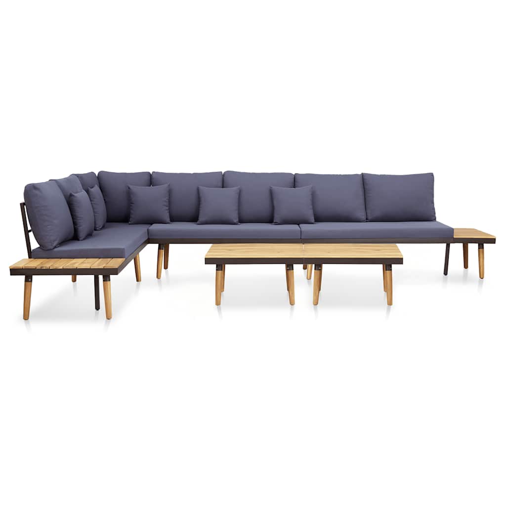 vidaXL Juego muebles de jardín 5 plazas y cojines madera acacia marrón