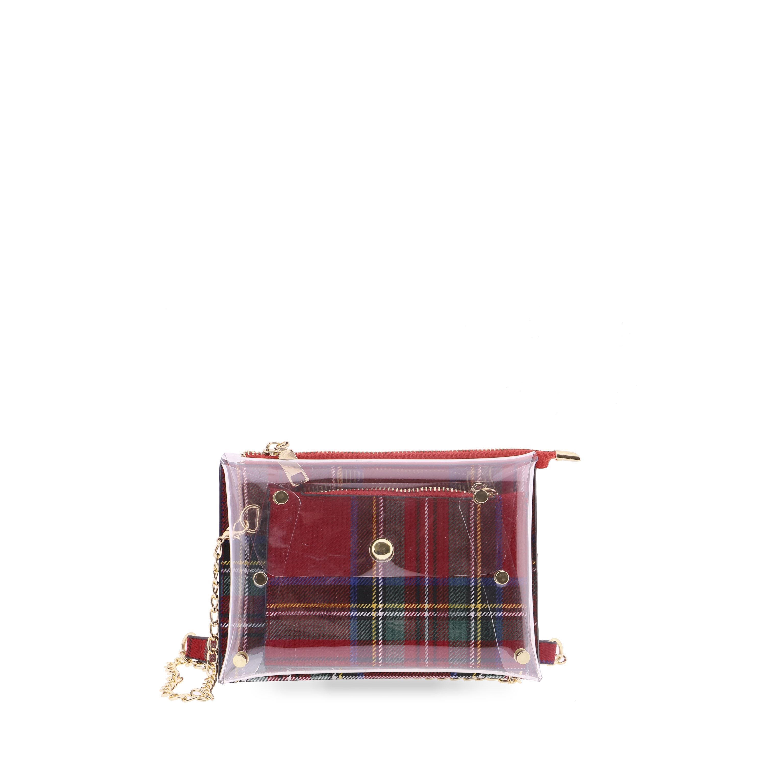 Bolso de Fiesta Eferri - Bolso Clutch Transparente Charpuis para mujer con Remaches - Cadena para Colgar