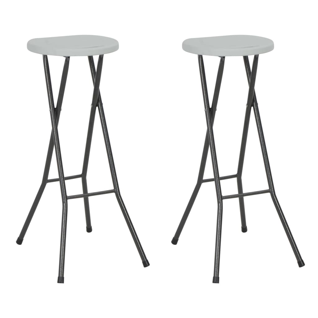 vidaXL Taburetes jardín plegable 2 uds HDPE acero look ratán en color Marrón/Blanco | cómodas modernas ergonómicas para comedor cocina salón hogar