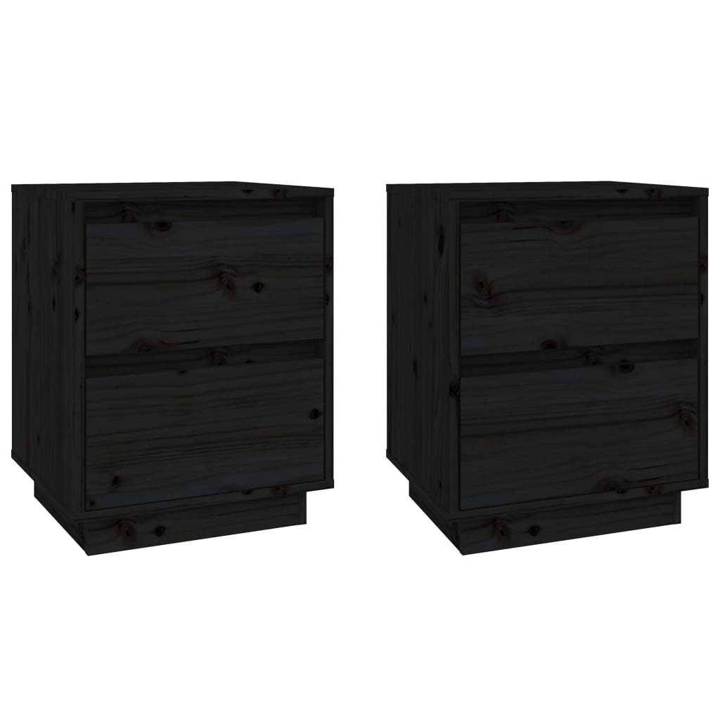 Vidaxl Mesitas de Noche 2 Unidades de Madera Maciza de Pino 40x35x50 Cm Natural