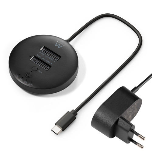 Ewent EW7078 base de conexión para disco duro USB 3.2 Gen 1 (3.1 Gen 1) Type-C Negro