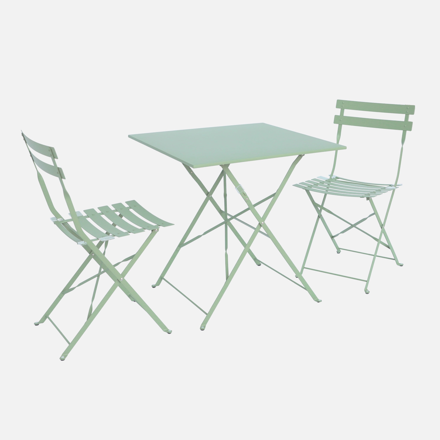 sweeek - Set mesa de jardín bistró plegable de acero con 2 sillas, 70cm , Emilia , 70x70x71