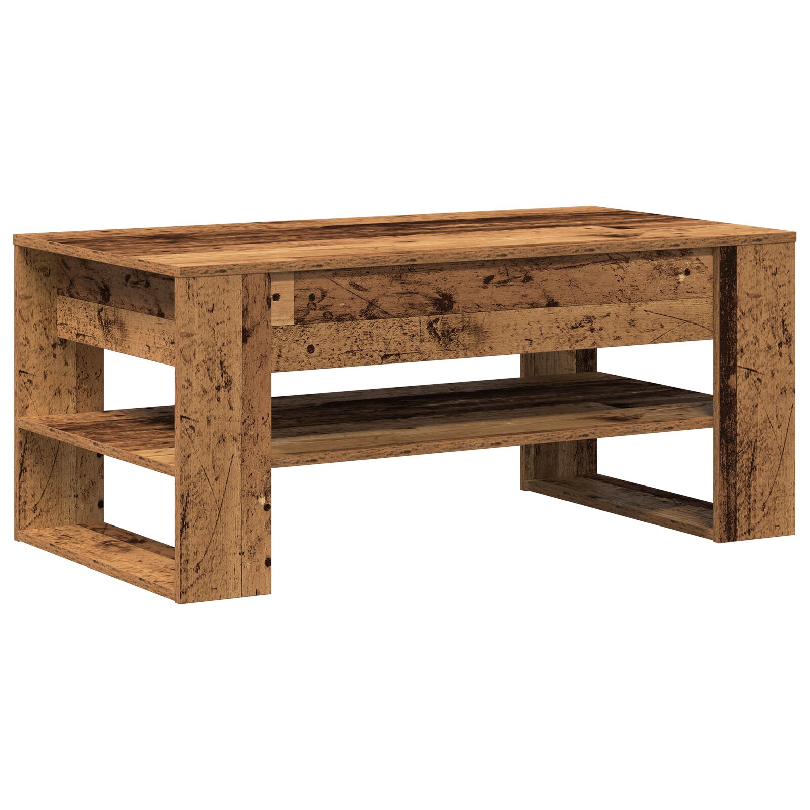 Mesa de café vidaXL de madera reciclada 102x55x45 cm de madera de ingeniería