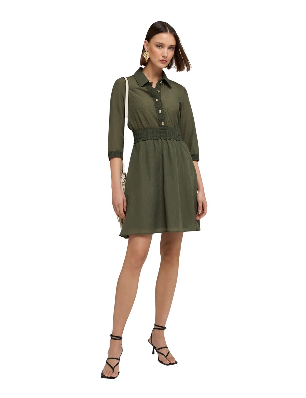 Motivi - Vestido camisero en crepón mezcla lyocell