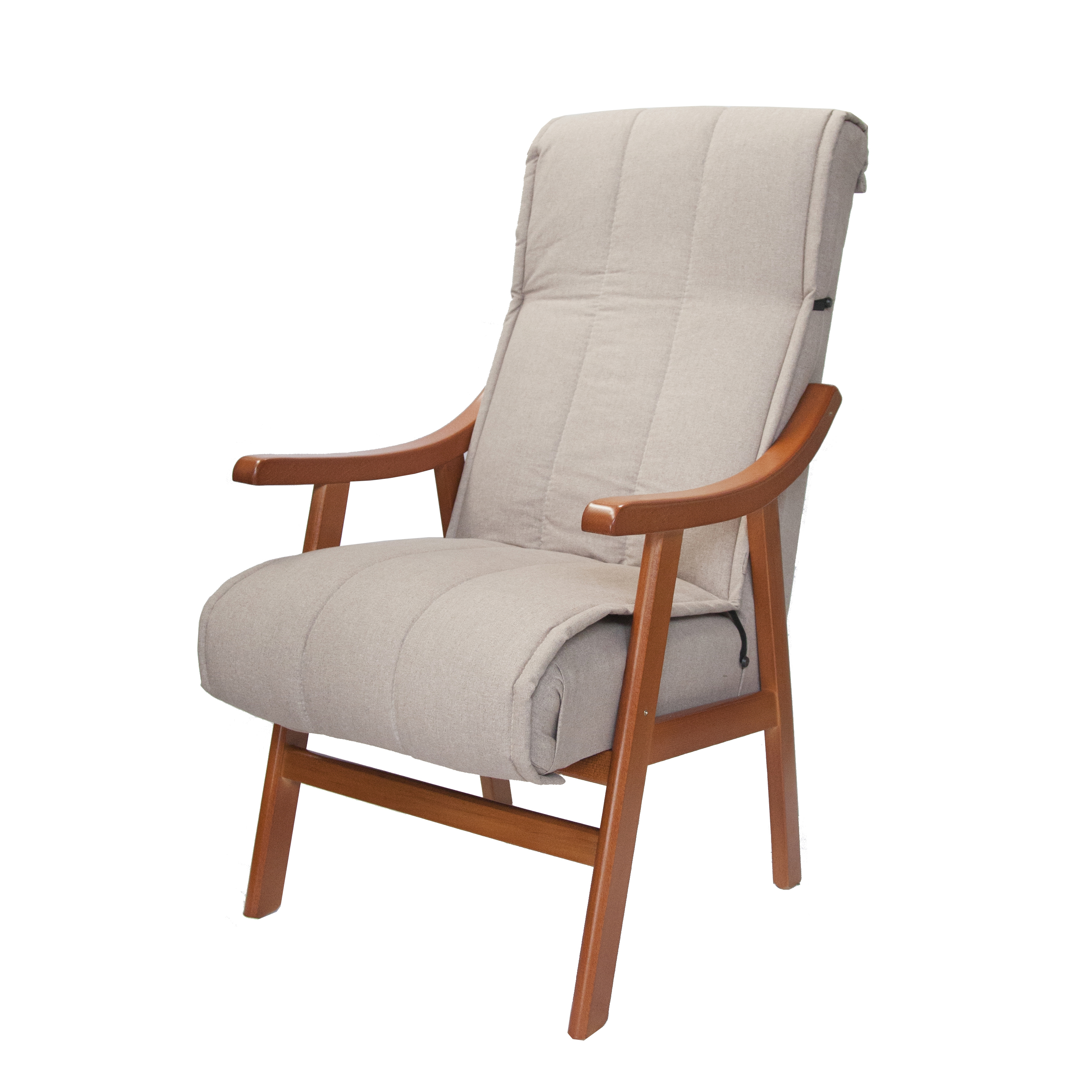 Sueña y Descansa Sillón geriátrico con brazos y manta lavable en color cerezo tapizado en beis