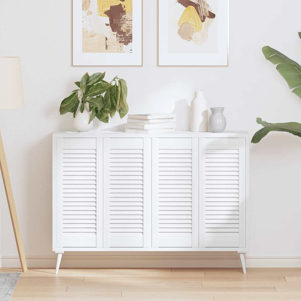 vidaXL Puerta de armario de lamas 4 uds 69x29,5 cm en color Blanco/Natural | almacenamiento funcional diseño moderno para baño dormitorio sala