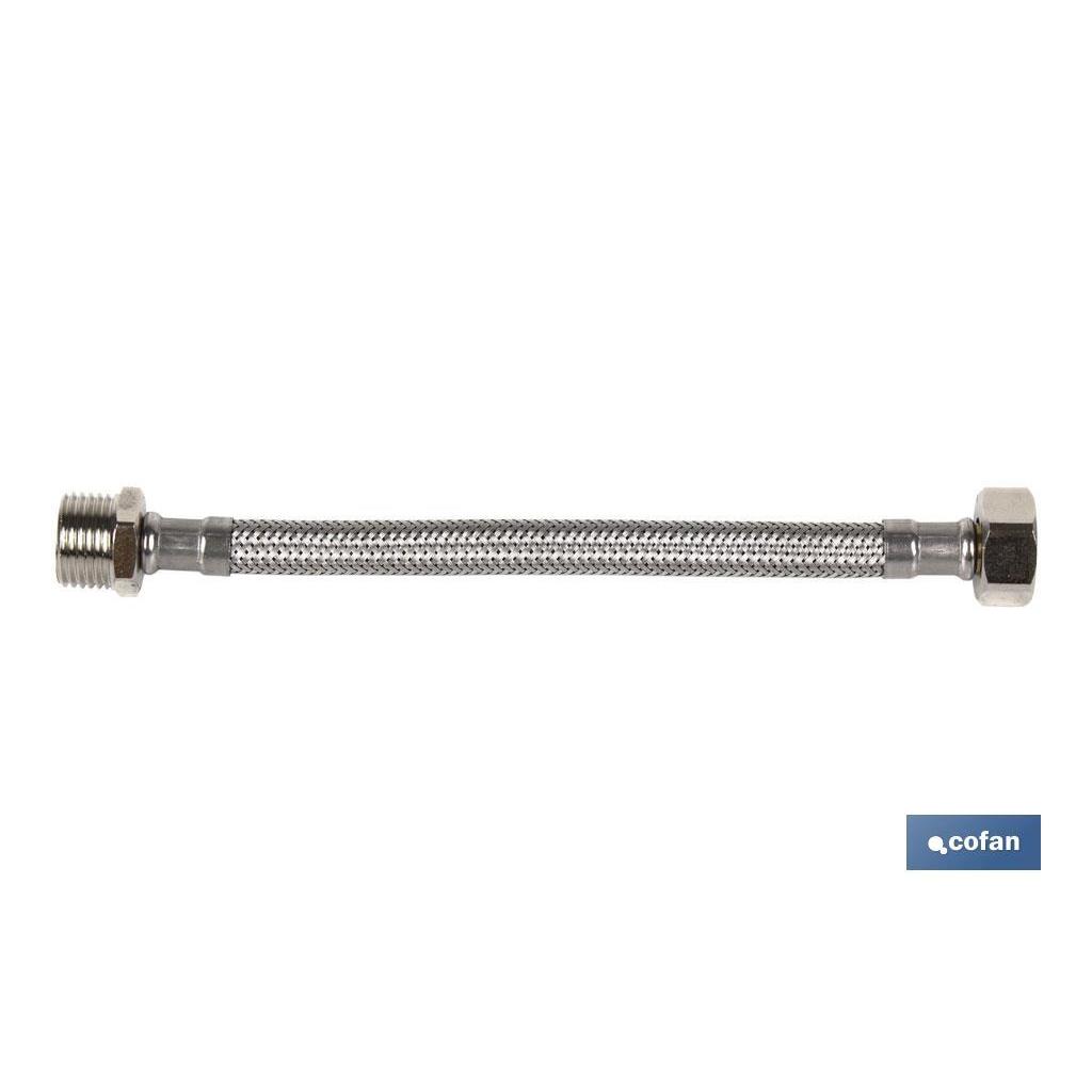 COFAN - Conexión Flexible | Macho/Hembra | Acero Inoxidable | Diferentes Medidas y Longitudes | Para lavabo, grifos y cocina