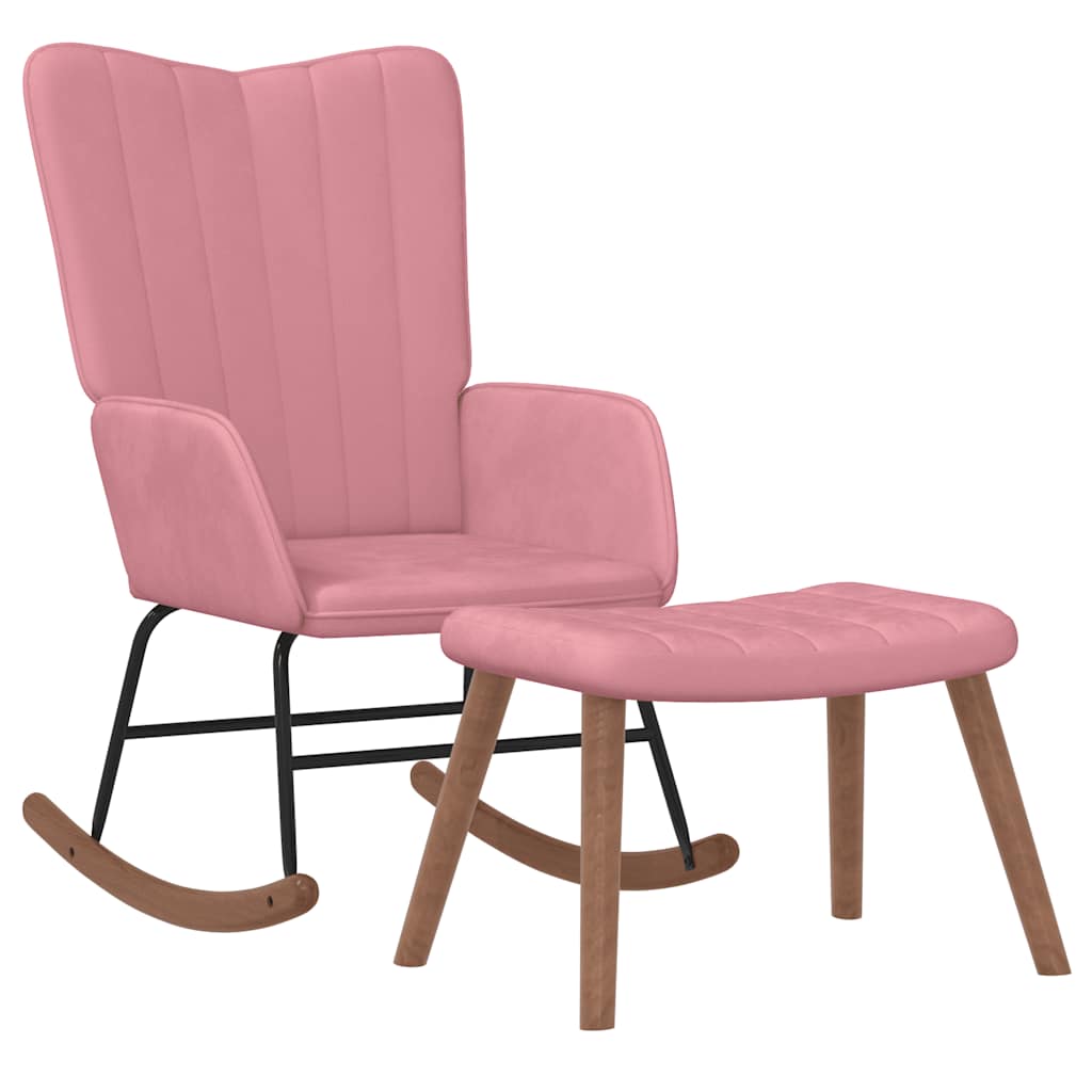 Vidaxl silla mecedora con reposapiés terciopelo Multicolor