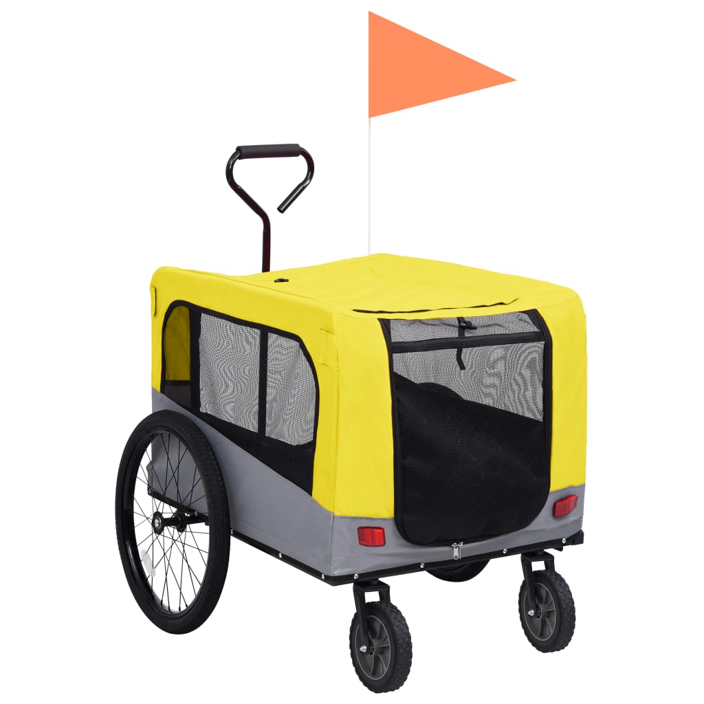 vidaXL Remolque de Bicicleta Mascotas 2 en 1 y Gato Perro Paseo Color amarillo y gris,  Azul y gris,  Rojo y gris y mas