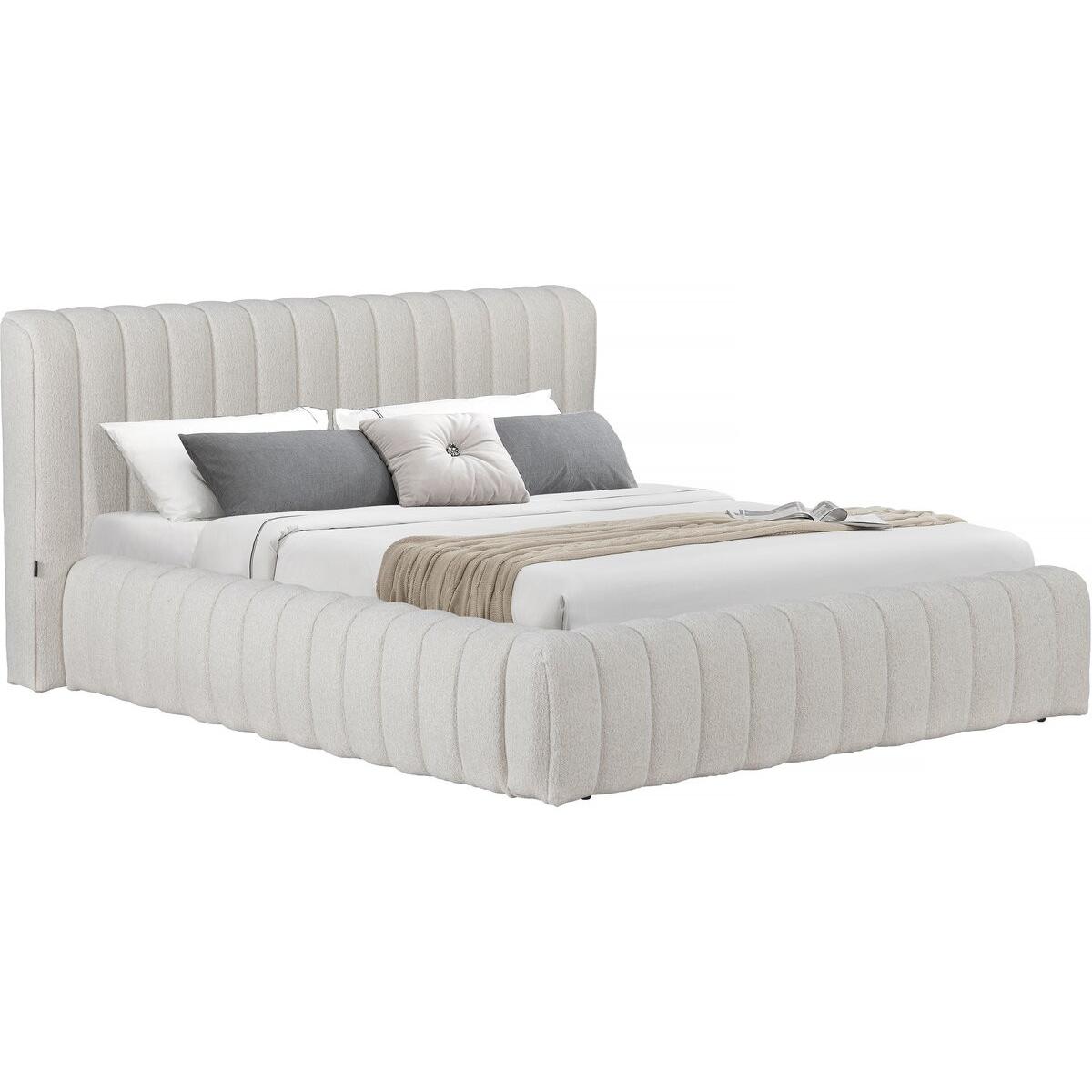 Habitat y Jardin - Cama doble de tela "Tignes" con espacio de almacenaje - 140 x 190 cm - Beige