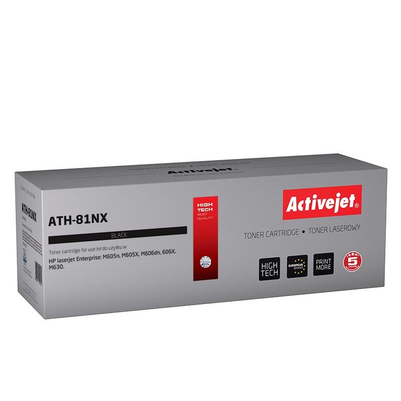 ActiveJet ATH-87NX Compatible Black Toner Cartridge for HP LaserJet printers, 1 piece, prints up to 25000 pages, built-in drum unit, certified ISO 9001, ISO 14001, TUV, perfect for quality printing.