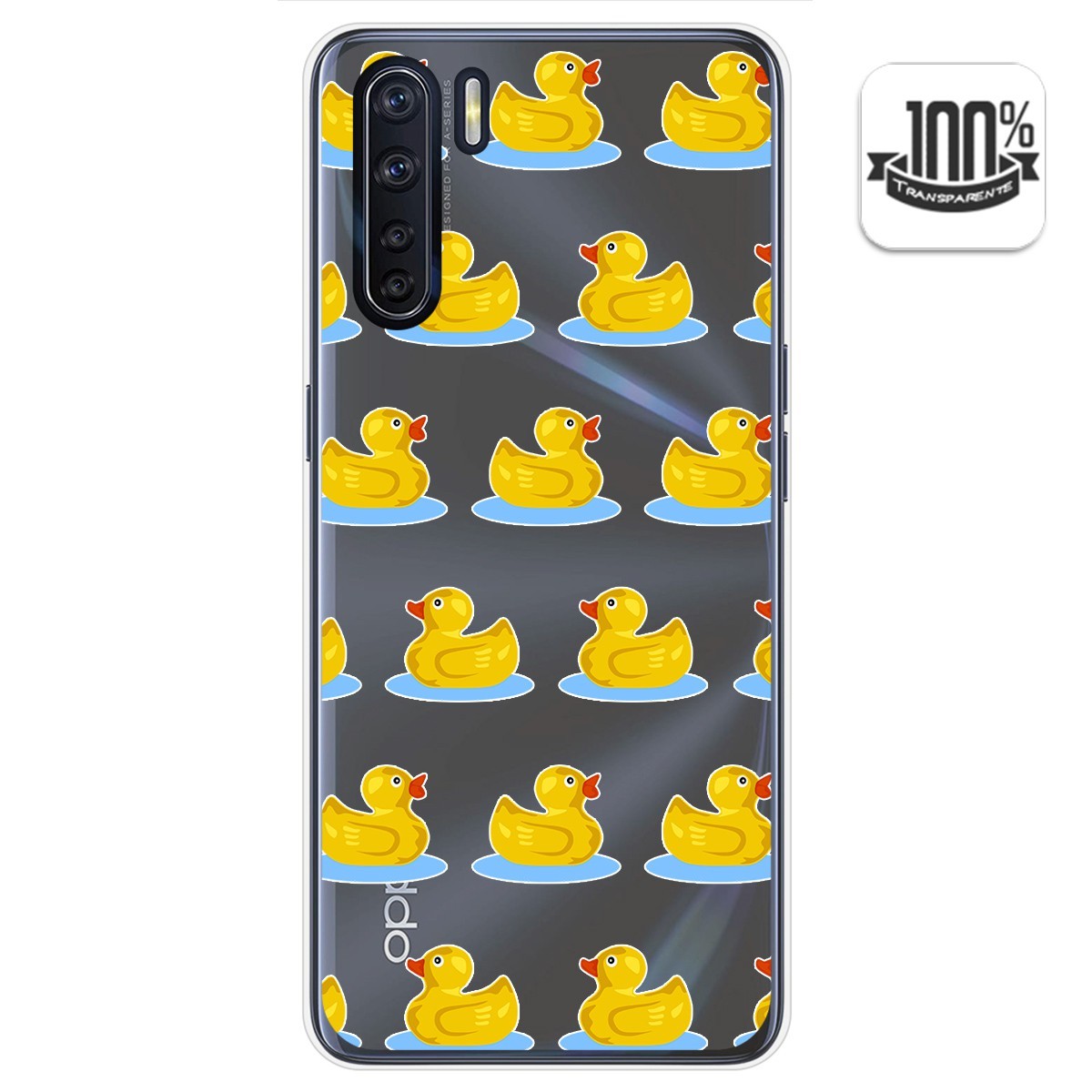 Tumundosmartphone Funda Gel Transparente para Oppo A91 diseño Pato Dibujos