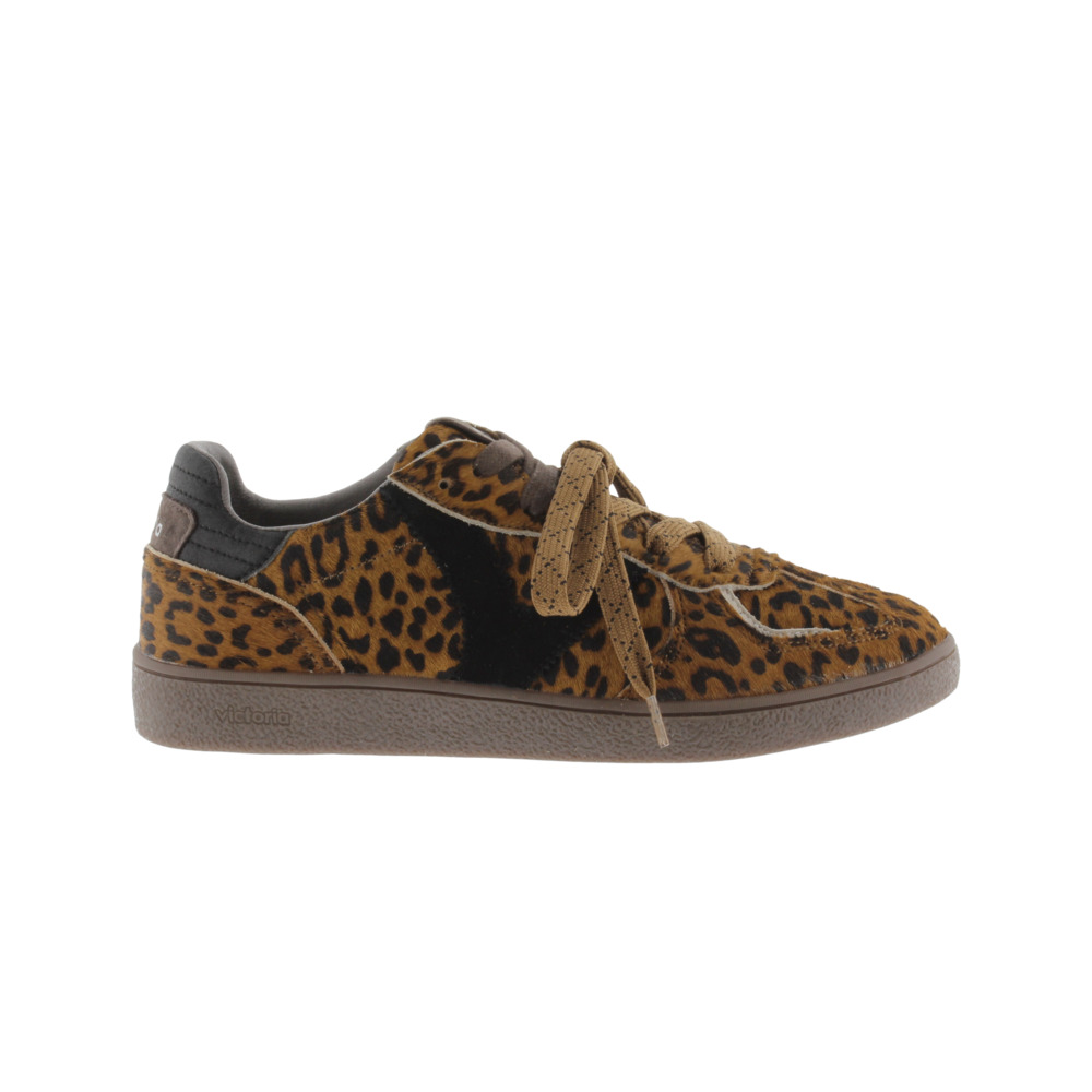 Victoria Londres Zapatillas de potro animal print con suela marrón chocolate y doble cordón 1267102