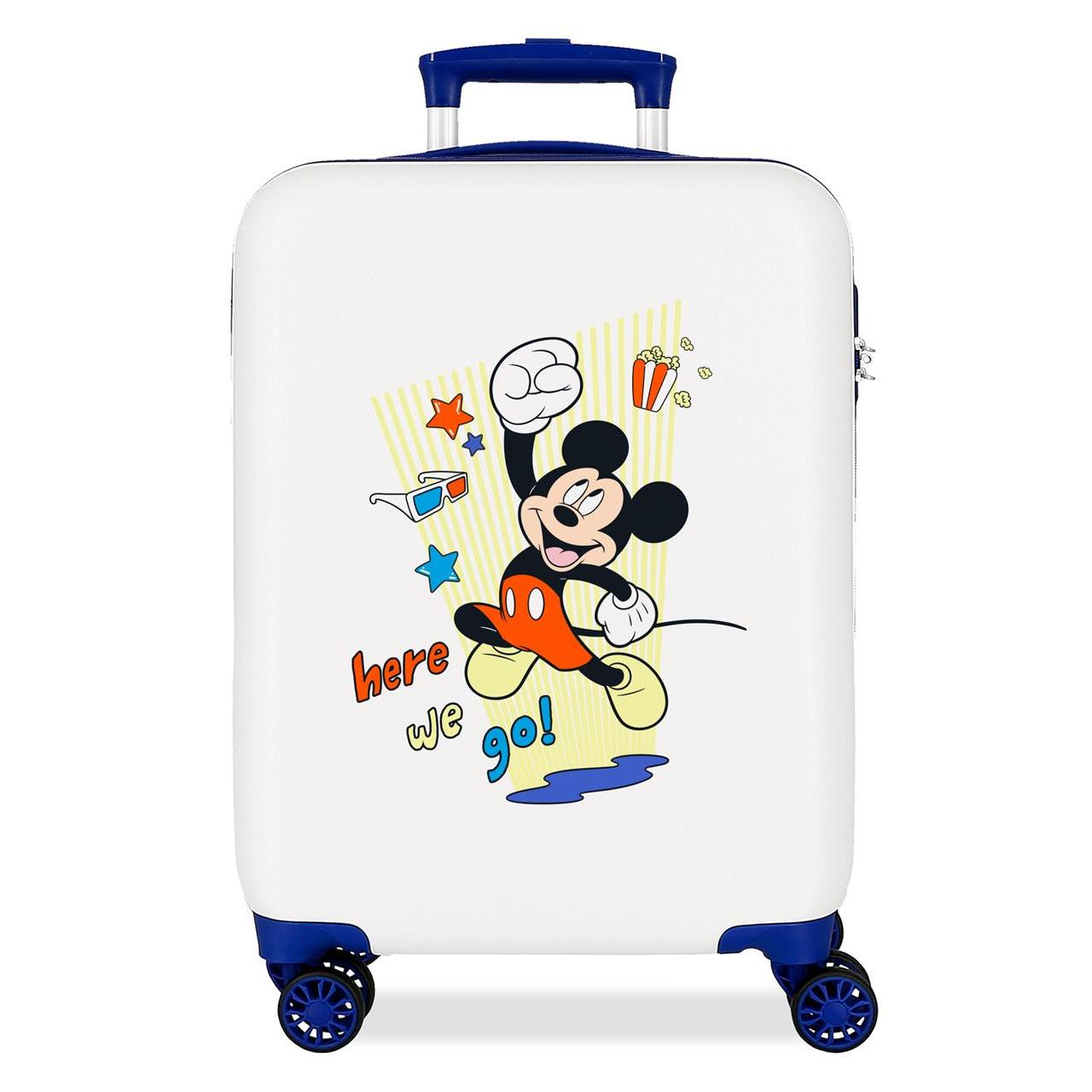 Maleta de cabina Disney Mickey Here we go ABS con capacidad de 34L Blanco