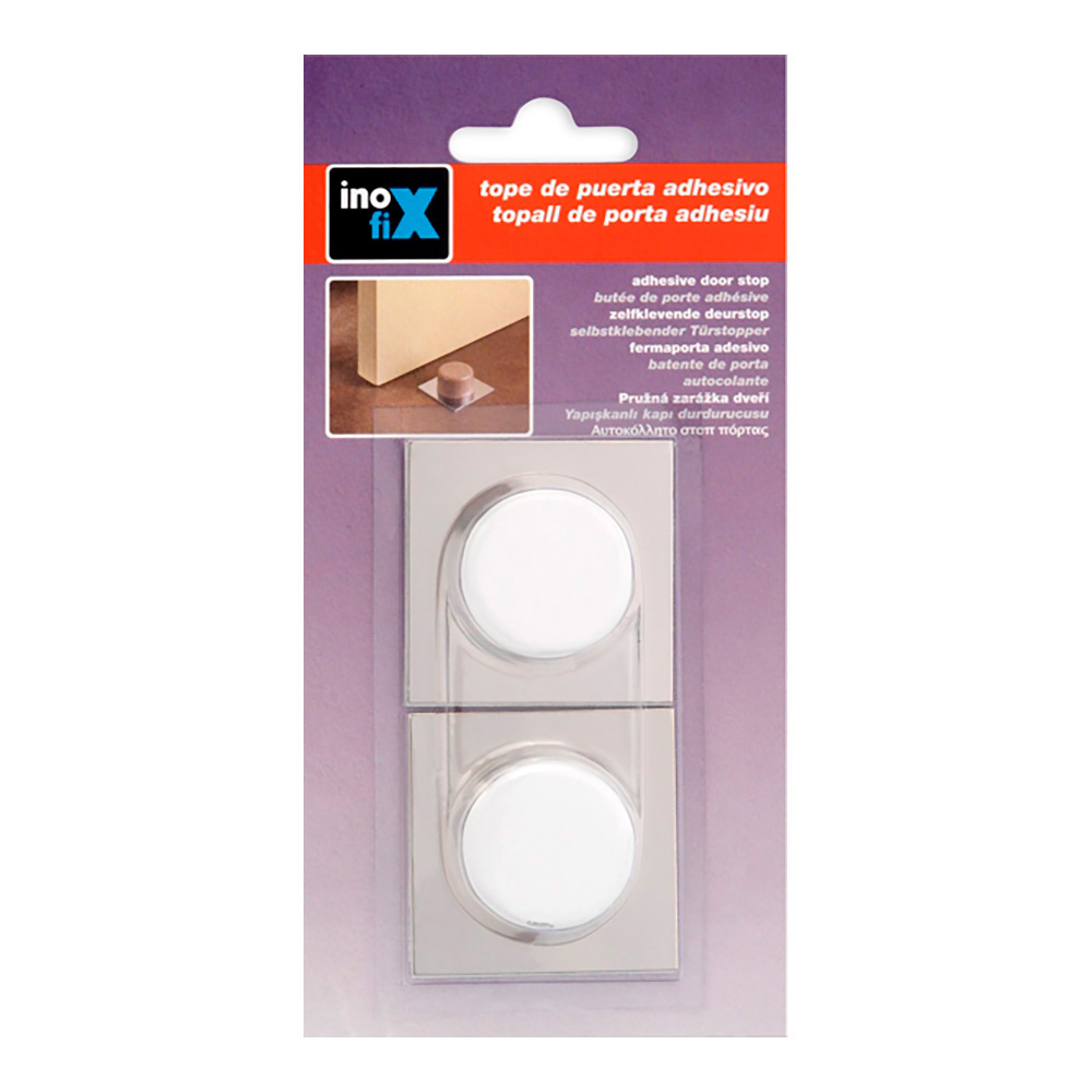 tope adhesivo blanco-cromo (blister 2 unid.) inofix