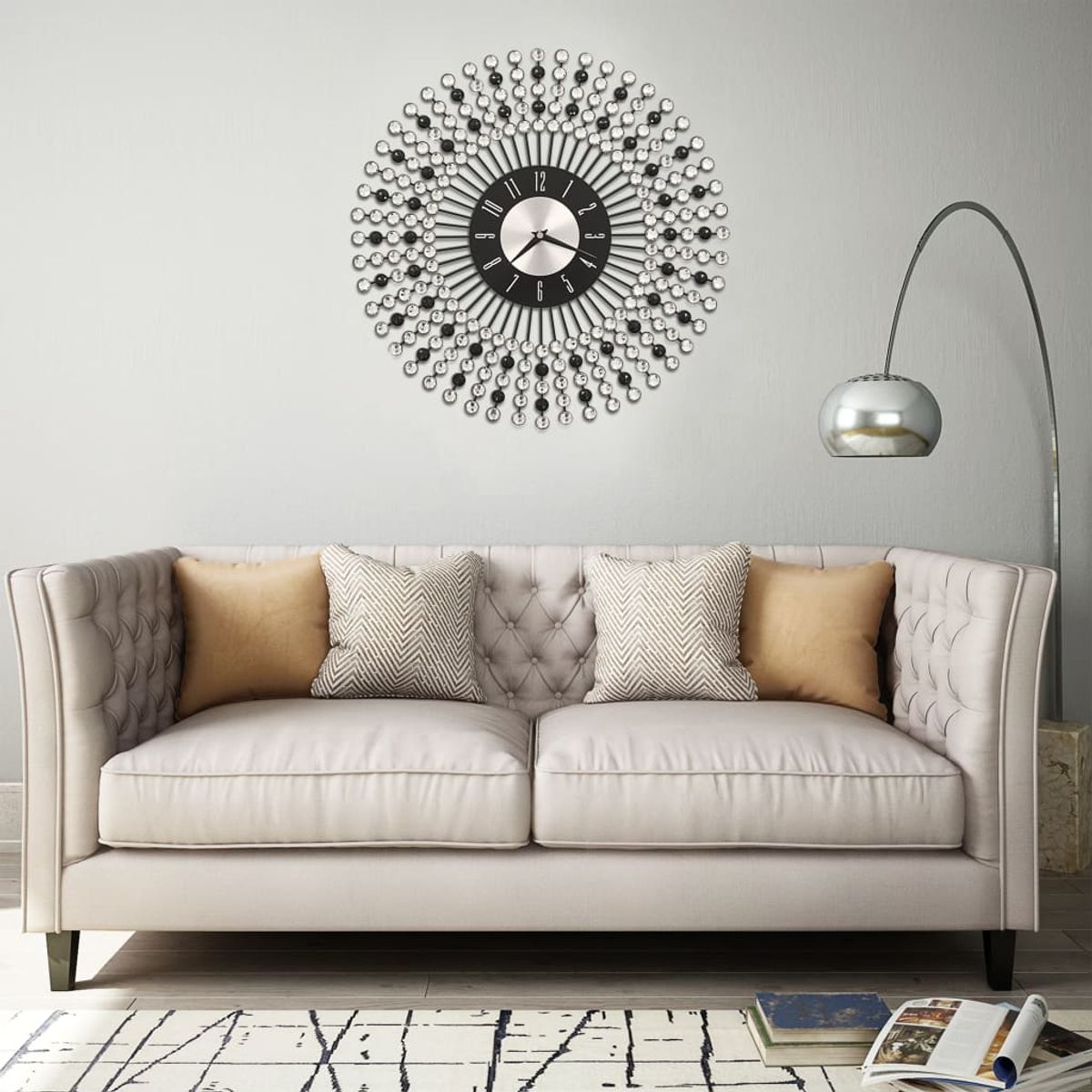 Reloj decorativo de pared metal negro Ø43cm