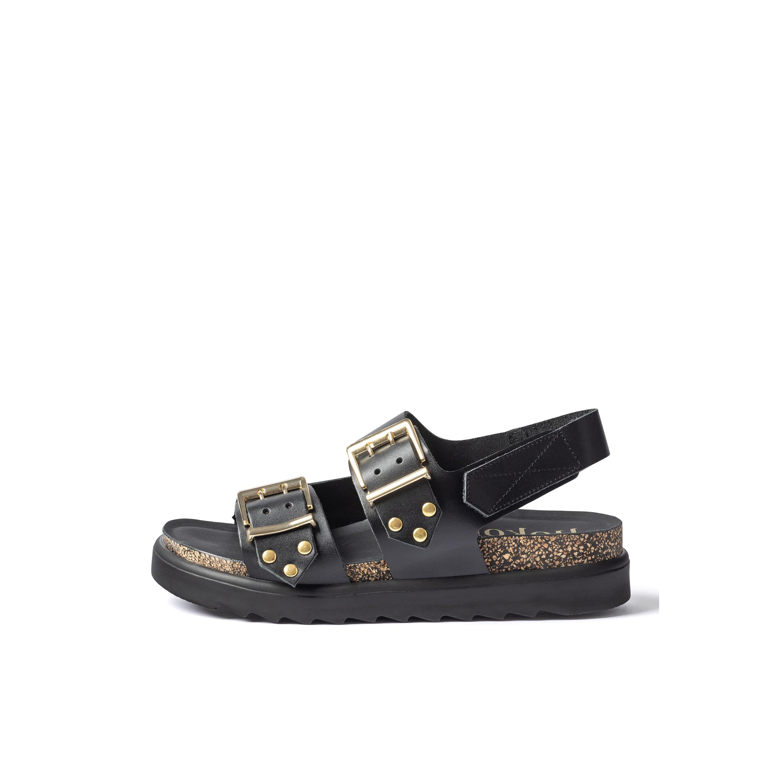 YOKONO sandalia plana TUNEZ-261 NEGRO | Zapatos mujer Primavera-Verano | Piel vacuna  Alaska | 4 CM