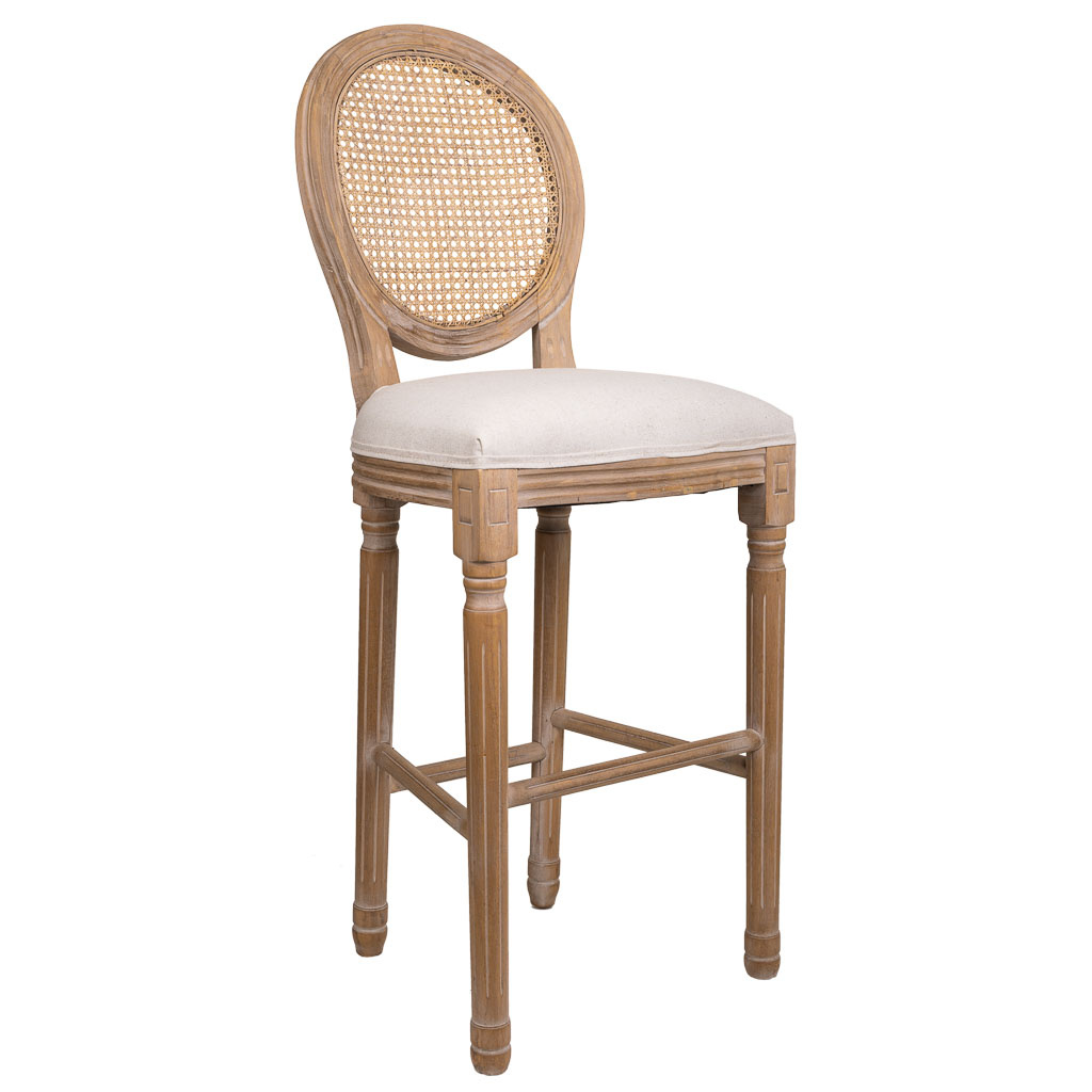 Wonderlust Deco - Taburete de madera tapizado color crema 48x42x76/121 Beige 48x42x76/121h cm