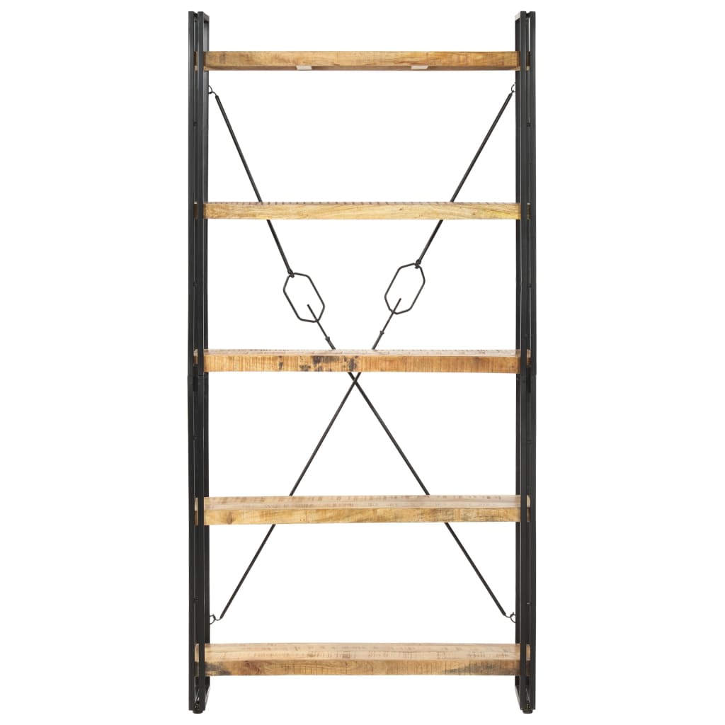 Estantería Vidaxl de 5 Niveles Madera Maciza Mango 90x30x180 Cm - Marrón/negro