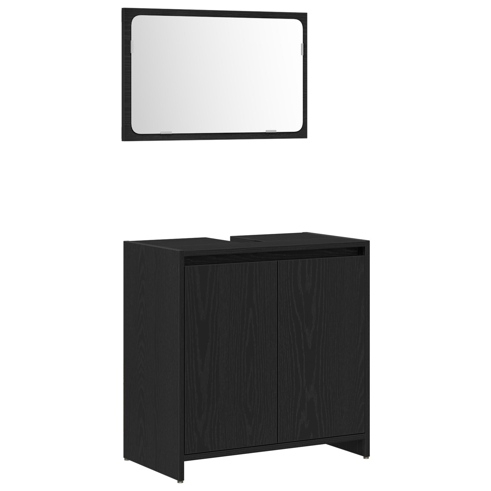 Gabinete de baño vidaXL con espejo de madera de roble negro 60x33x61 cm de madera de ingeniería