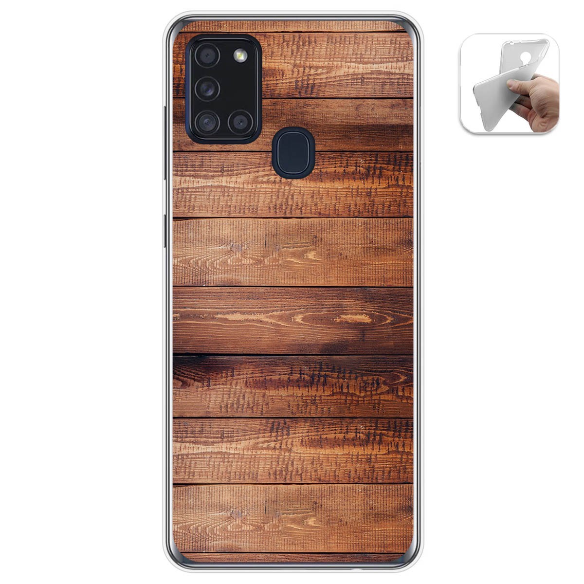 Tumundosmartphone Funda Gel Tpu para Samsung Galaxy A21s diseño Madera 02 Dibujos
