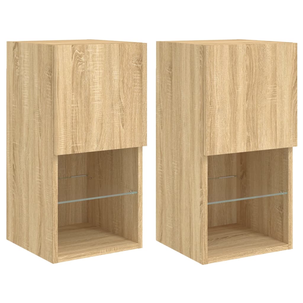 vidaXL Muebles de TV con luces LED 2 uds 30,5x30x60 cm, Mueble de Salon, Mueble TV, Mueble TV salon, Mesa de TV, Mueble tele