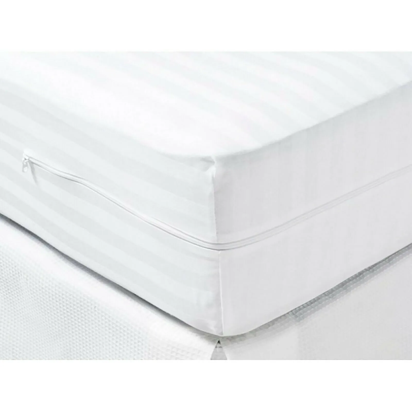 Funda de colchón Blanco para cama, Con Cremallera en L - Impermeable antiacaros cama de 90-105-135-150