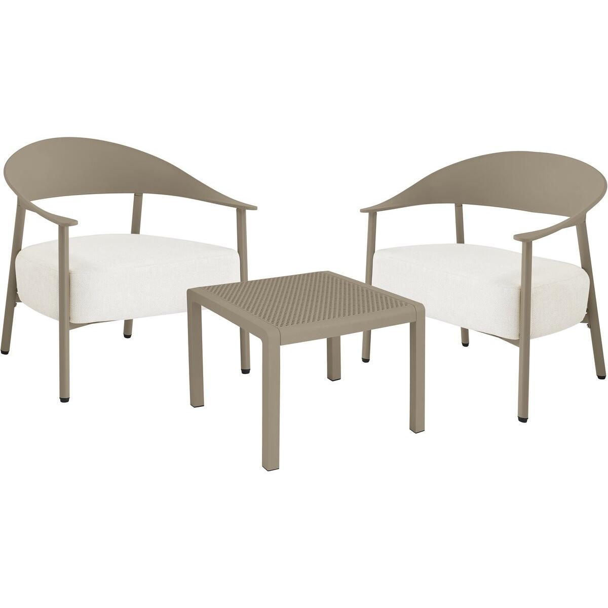 Habitat y Jardin - Conjunto de muebles de jardín "Céora" de metal y plástico - 2 plazas - Topo