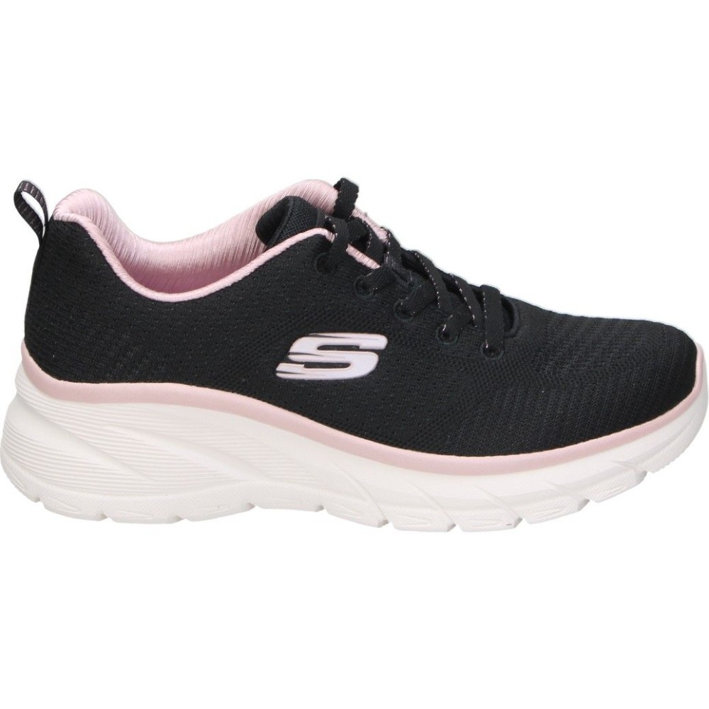 SKECHERS | Zapatillas Skechers Fashion Fit 2.0 Moonlight Glow para Mujer – Deportiva Negra con Detalles en Rosa – Sneakers con Cordones – Plantilla Memory Foam – Vegan – Apto para Lavadora – Modelo 150384-BKRG