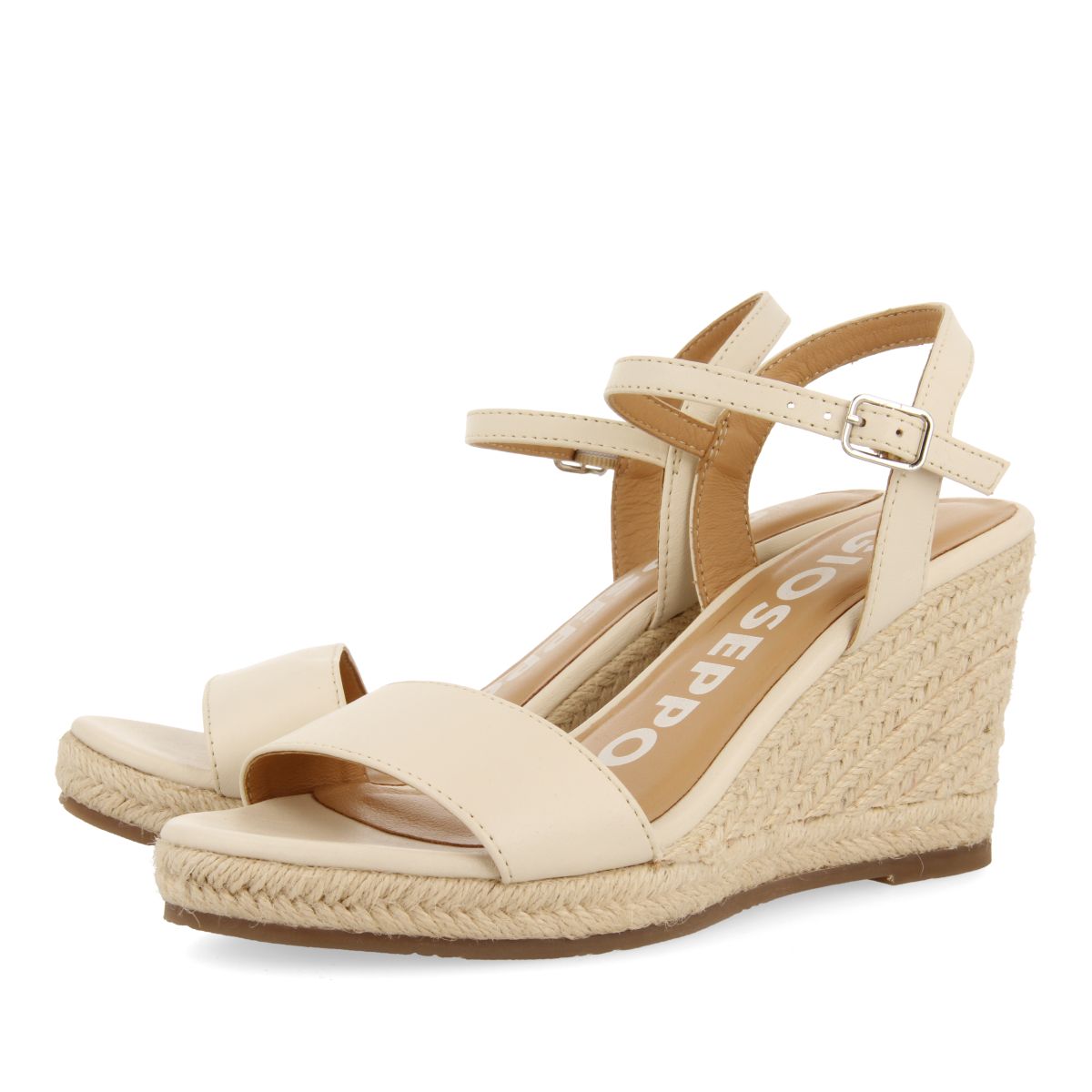 Sandalia Gioseppo Zhepe de Piel Off-white con Cuña de Yute para Mujer