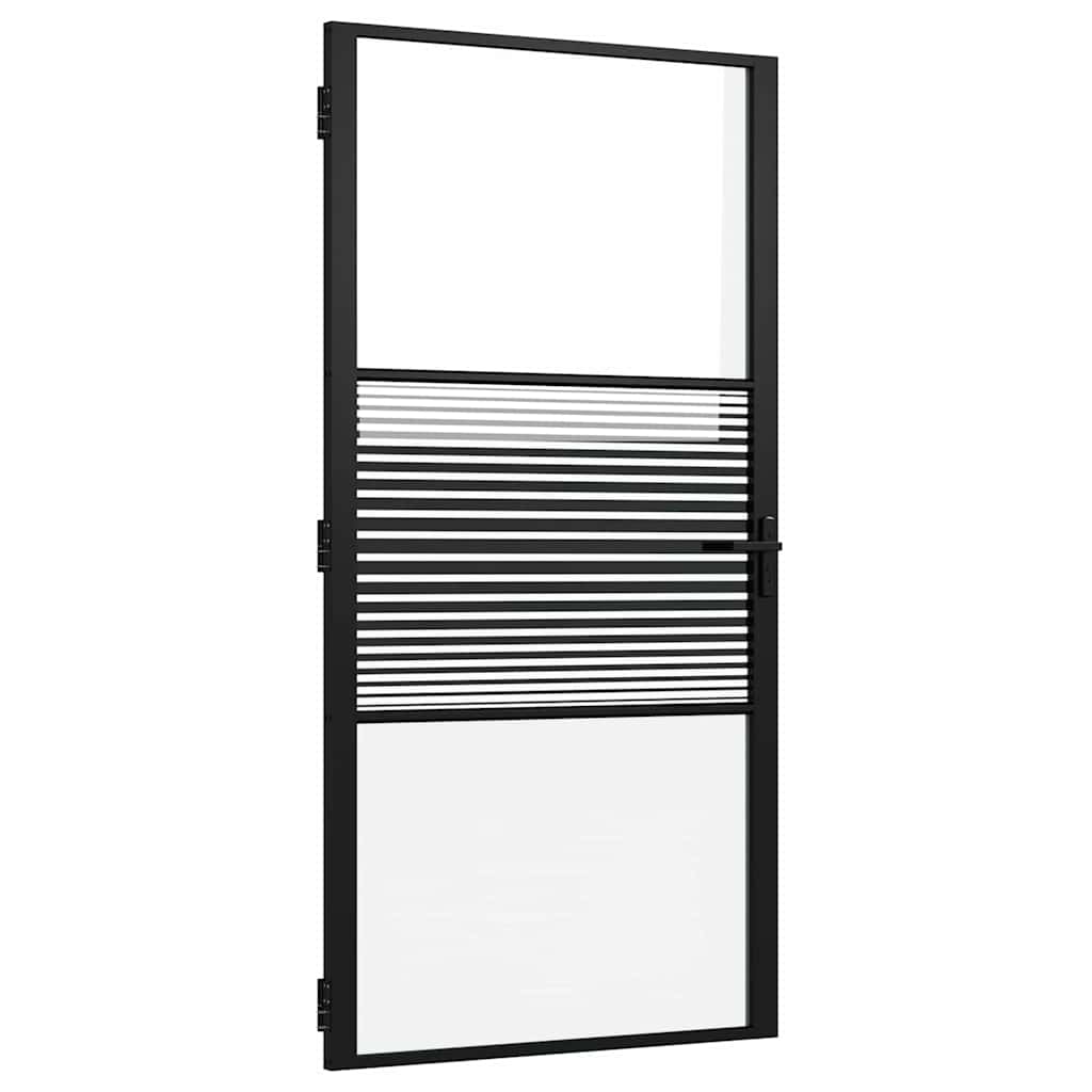 vidaXL Puerta de Vidrio Rayado Negro 102,5 x 3,5 x 201,5 cm Aluminio