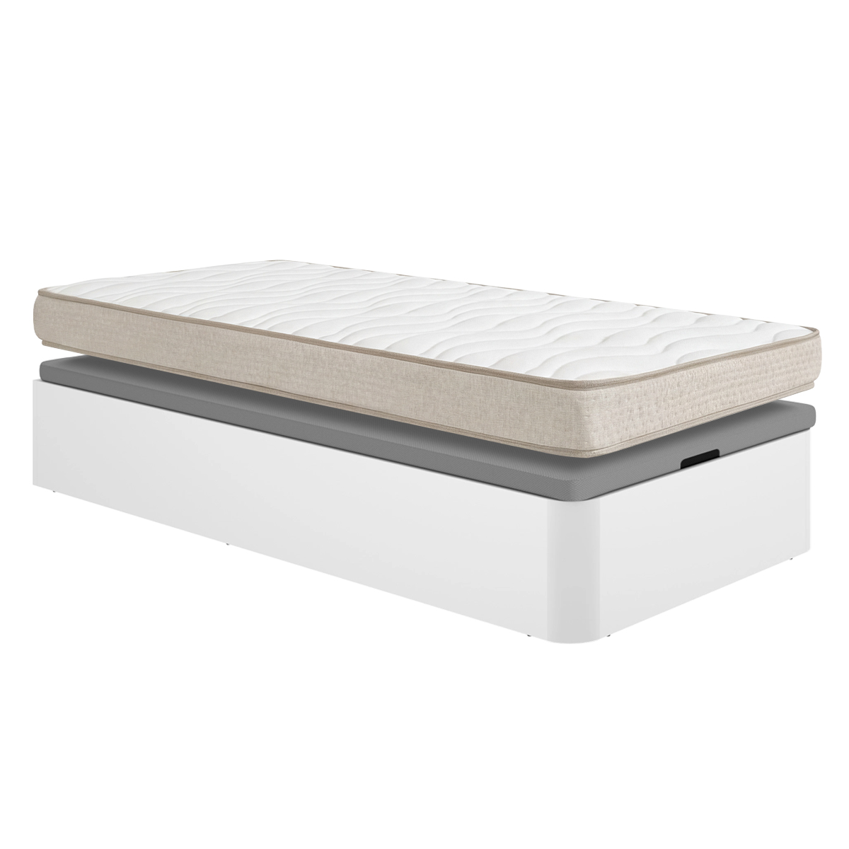 Pack ahorro juvenil Canapé abatible Round con Colchón viscoelástico Nova 90 x 190 cm| Montaje Incluido (Solo canapé)