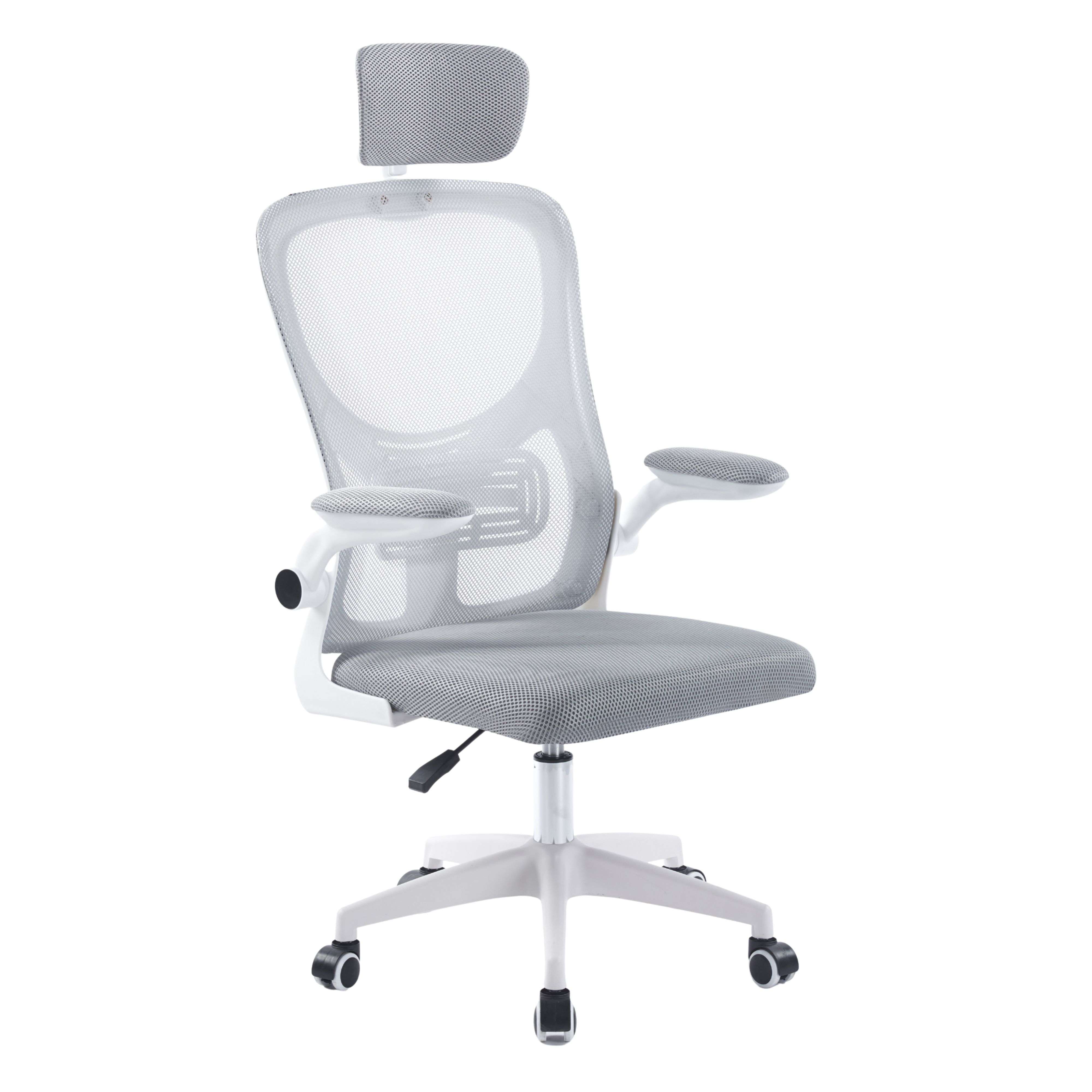 Miroytengo Silla de Escritorio, Sillón de Oficina Admis Giratoria, Reposacabezas Regulable, Apoyabrazos, Ruedas Anti-rayas Blanco 62x106-116x62 cm