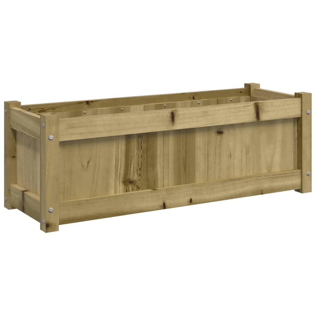 vidaXL Jardinera de madera maciza de pino 90x31x31 cm Color Pino natural,  Blanco,  Marrón y mas