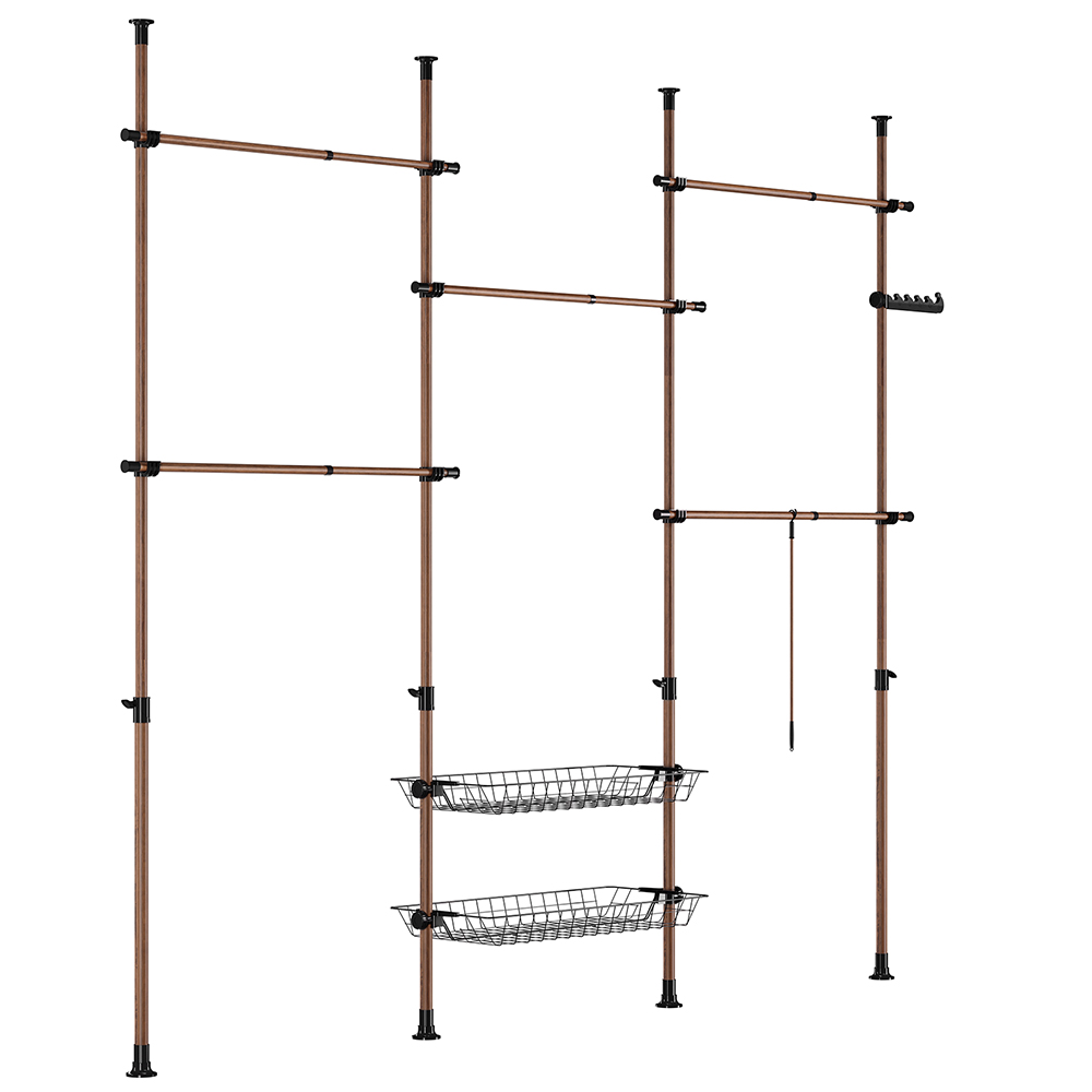 SoBuy Perchero Modular de Suelo Telescópico en Metal Marrón | 93x28x15 cm