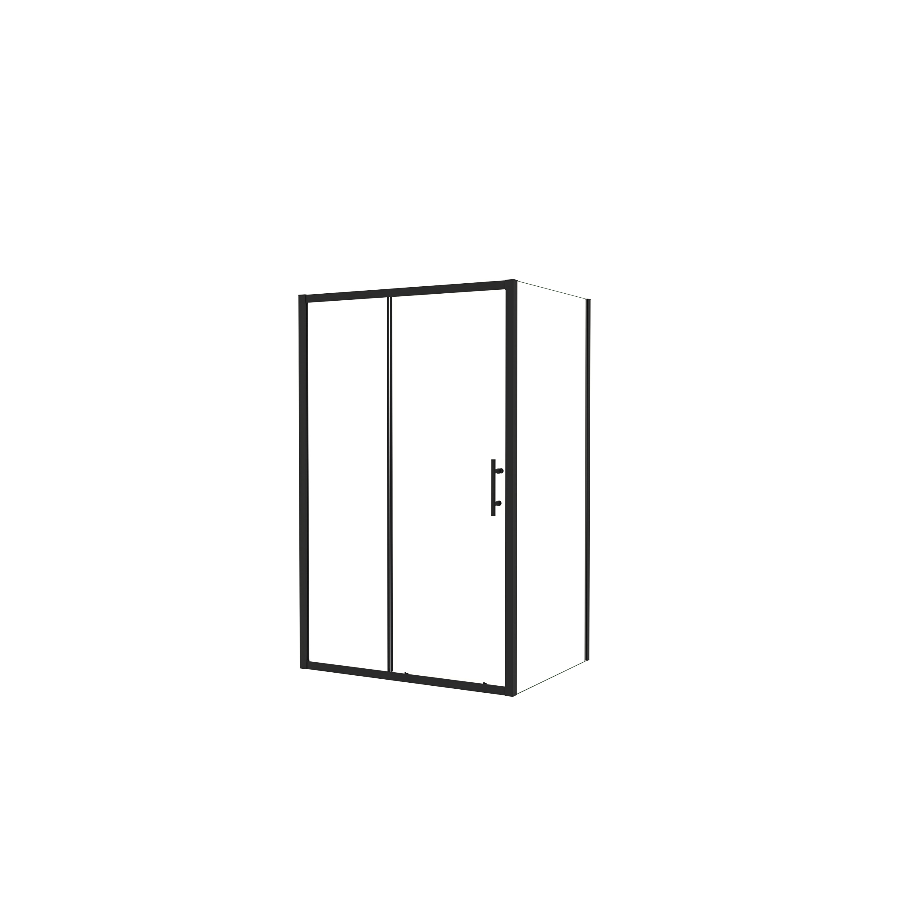 AICA Mampara de Ducha Rectangular Corredera Frontal con Panel Fijo Cristal Templado 5mm Perfil Negro Mate (1061-1101)x(680-700)x1850mm