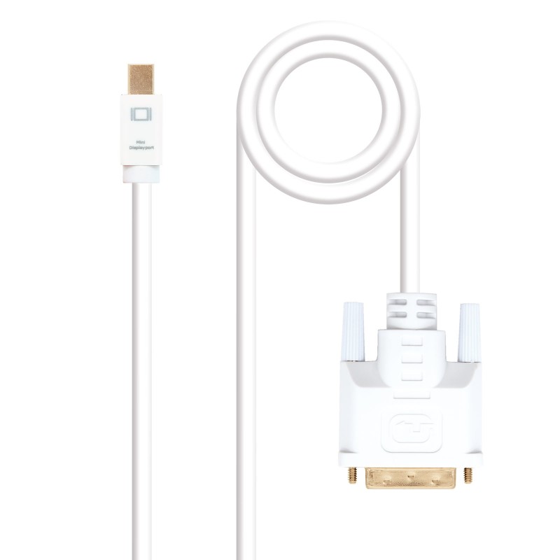 Nanocable - Cable conversor Mini DP a DVI, Mini DP/M - DVI/M, Blanco, 5.0 M 10.15.4205