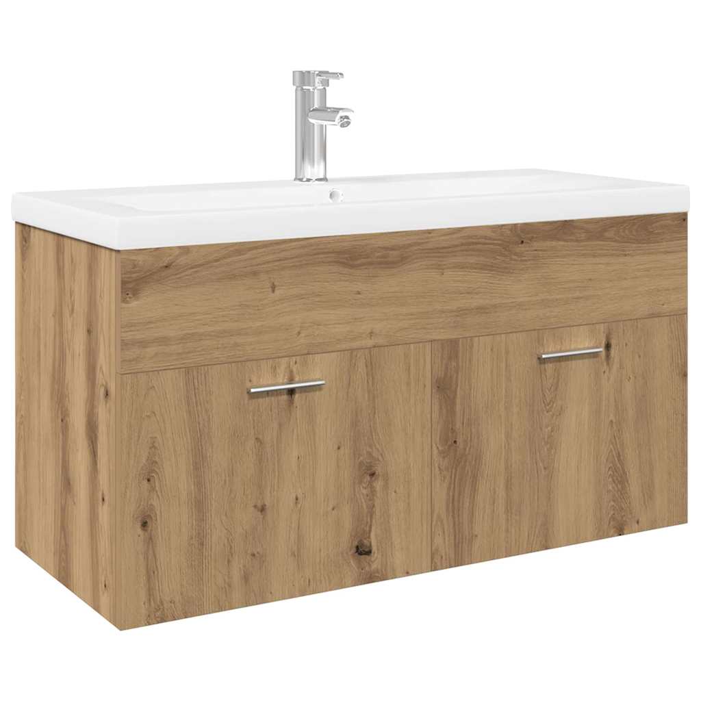 vidaXL Mueble para lavabo con lavabo empotrado artesanal de roble