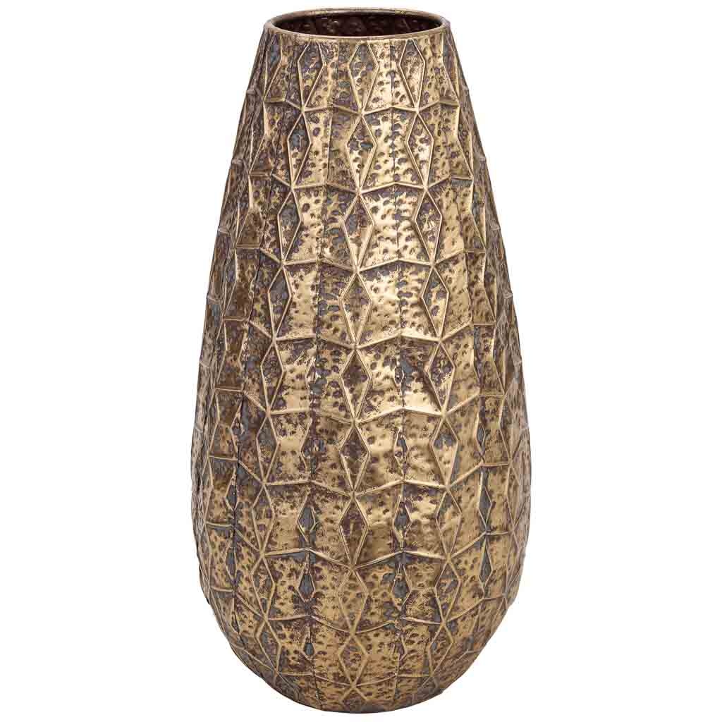 Wonderlust Deco - Jarrón de metal dorado 33x33x63 cm Dorado 32.5x32.5x62.5h cm