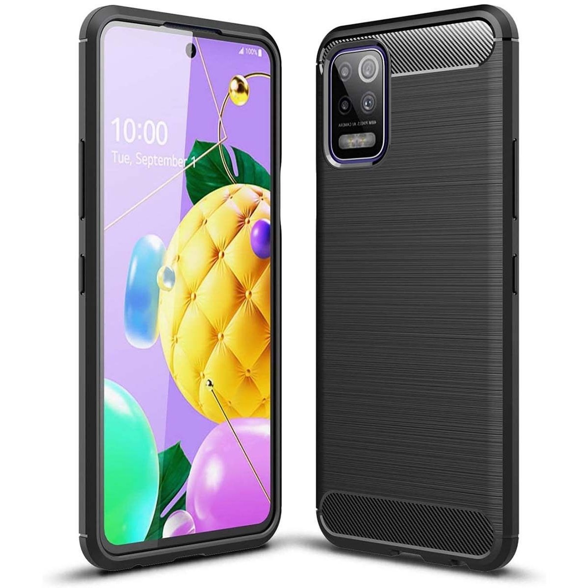Tumundosmartphone Funda Gel Tpu Tipo Carbon Negra para Lg K52