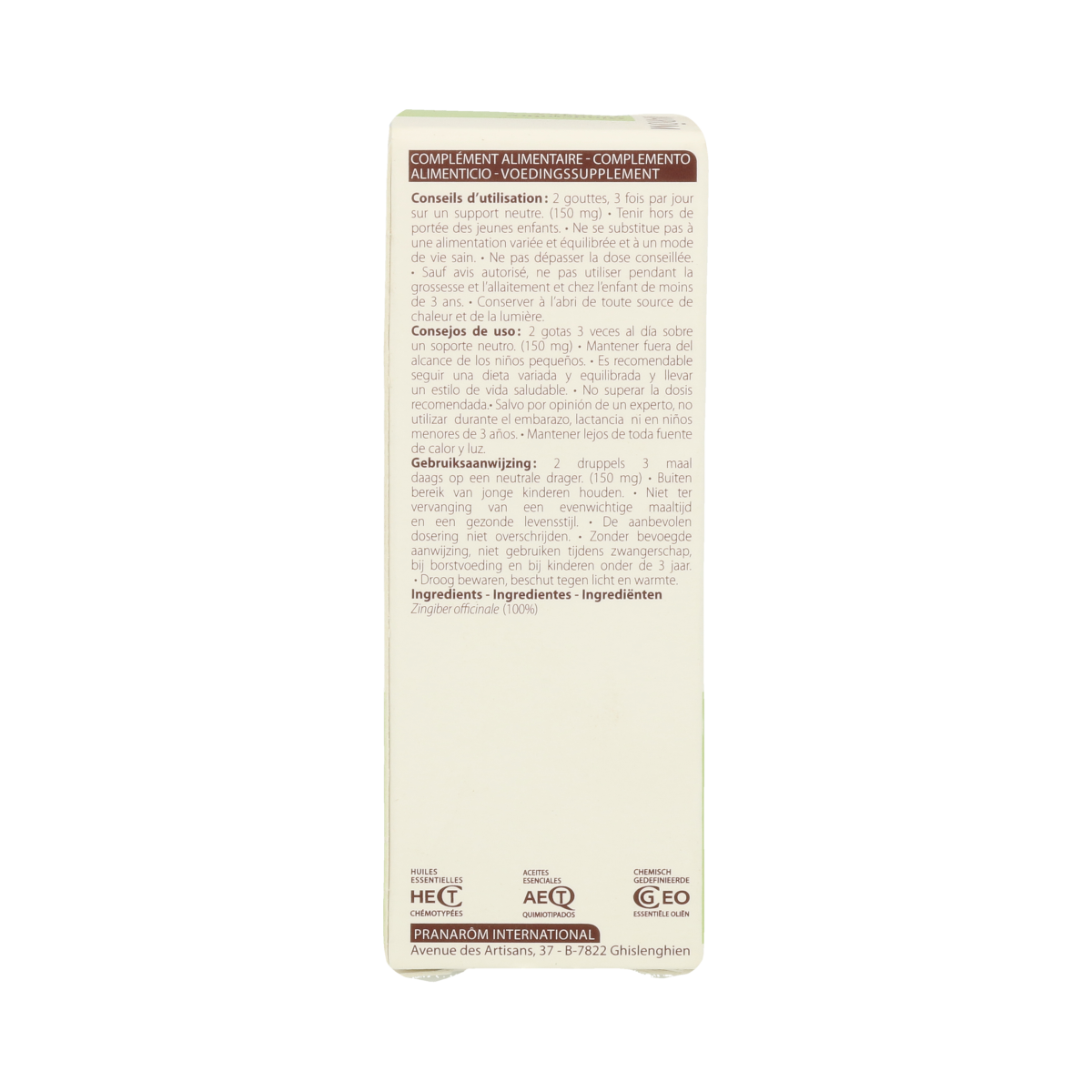 Aceite Esencial de Rizoma de Jengibre 5 ml de aceite esencial (Jengibre) Pranarom